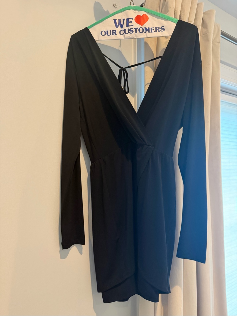 BCBGeneration Black Long Sleeve V-Neck Wrap Dress